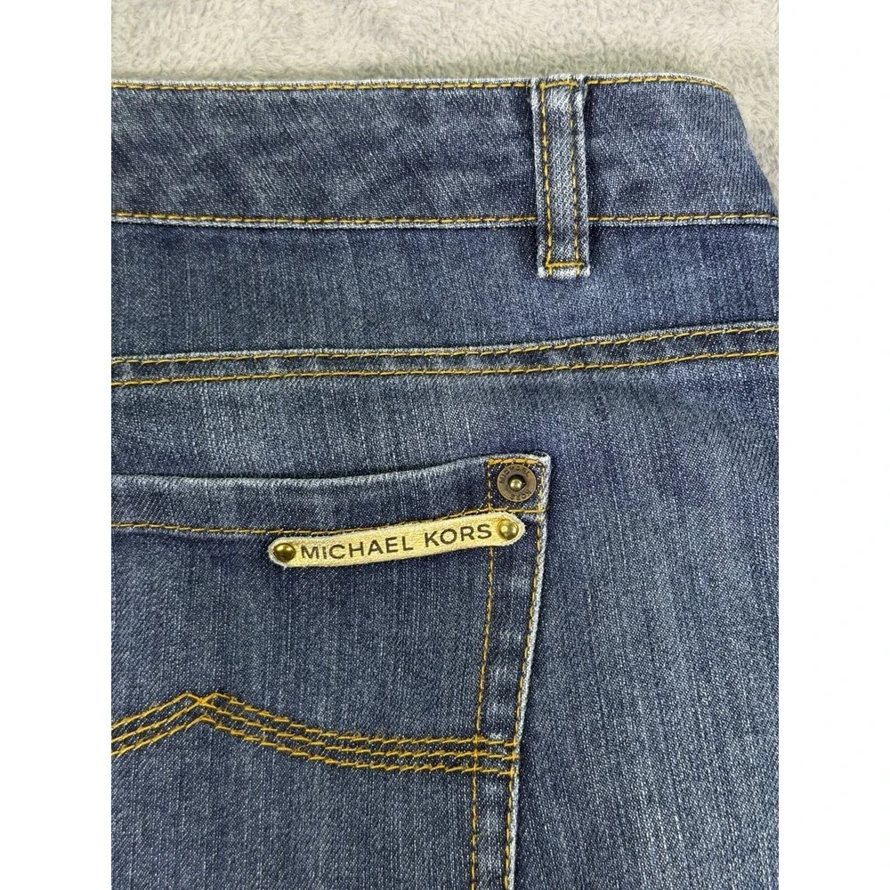 Michael Kors Jeans Womens 18W Plus Blue Dark Wash High Rise Baggy Wide‎ Leg
